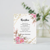 Carte Postale Faire-part Cadre géométrique doré réception florale rose (Debout devant)