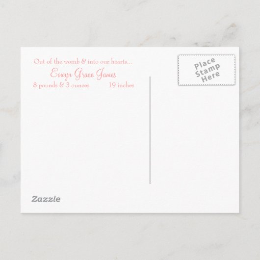 Carte Postale Faire-part Cadre mignon en caoutchouc rose (Dos)
