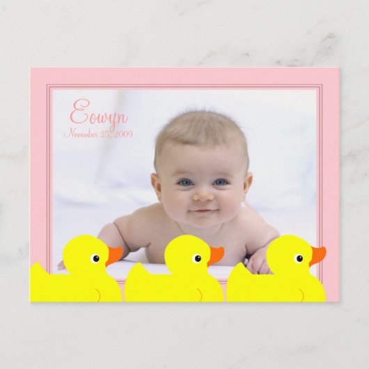 Carte Postale Faire-part Cadre mignon en caoutchouc rose (Devant)