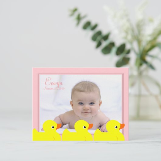 Carte Postale Faire-part Cadre mignon en caoutchouc rose (Debout devant)