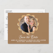 Carte Postale Faire-part Cadre ovale élégant Enregistrer la date Photo (Devant / Derrière)