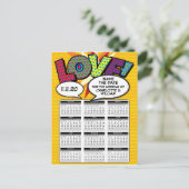 Carte Postale Faire-part Calendrier 2020 Comic Book Pop Art Enregistrer la  (Debout devant)