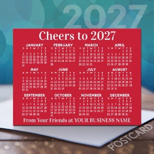 Carte Postale Faire-part Calendrier 2027 Rouge Blanc motif MCM