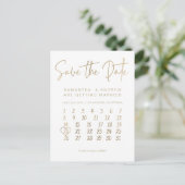 Carte Postale Faire-part Calendrier blanc or simple enregistrer la date (Debout devant)