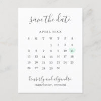 Calendrier Cœur Vert Pastel Moderne Enregistrez la