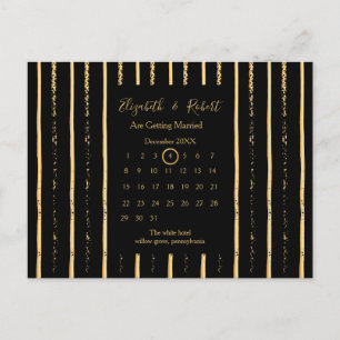Carte Postale Faire-part Calendrier d'annonce de mariage doré