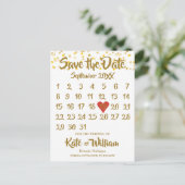 Carte Postale Faire-part Calendrier de confettis Love Hearts pour annoncer  (Debout devant)