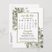 Carte Postale Faire-part Calendrier de mariage à conserver Eucalyptus et Pi (Devant / Derrière)