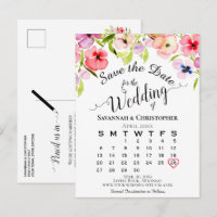 Calendrier de mariage aux pensées à l'aquarelle En