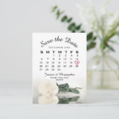 Carte Postale Faire-part Calendrier de mariage élégant rose blanche pour an (Debout devant)