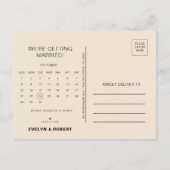 Carte Postale Faire-part Calendrier de mariage en photo en terre cuite pour (Dos)