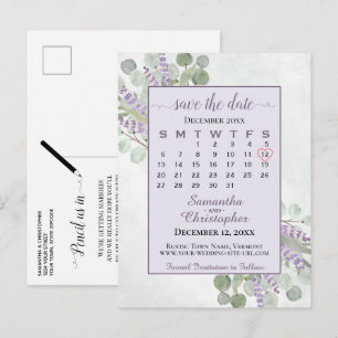 Carte Postale Faire-part Calendrier de mise à jour de mariage Eucalyptus Vi