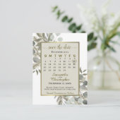 Carte Postale Faire-part Calendrier de mise en vente Eucalyptus & Pin Taupe (Debout devant)