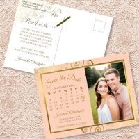 Calendrier de photo de mariage Peach & Gold pour a