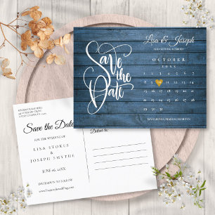 Carte Postale Faire-part Calendrier de sauvegarde de date Bois rustique ble