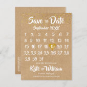 Carte Postale Faire-part Calendrier de sauvegarde de date de coeur d'or Rus (Devant / Derrière)