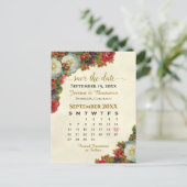 Carte Postale Faire-part Calendrier de sauvegarde de mariage Roses victorie (Debout devant)