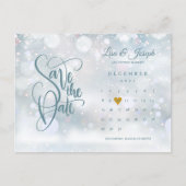 Carte Postale Faire-part Calendrier d'hiver Gold Heart Enregistrer la date (Devant)