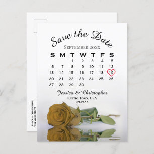 Carte Postale Faire-part Calendrier du Mariage Rose Gold Ochre Enregistrer 