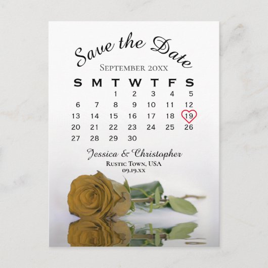 Carte Postale Faire-part Calendrier du Mariage Rose Gold Ochre Enregistrer (Devant)