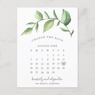 Carte Postale Faire-part Calendrier Élégant et Rustique avec Feuillage Chan