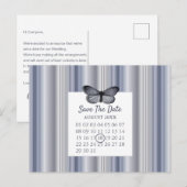 Carte Postale Faire-part Calendrier Enregistrer la date Papillon Bleu Argen (Devant / Derrière)