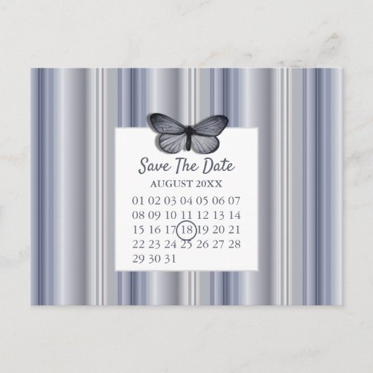 Carte Postale Faire-part Calendrier Enregistrer la date Papillon Bleu Argen (Devant)