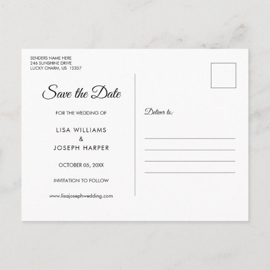 Carte Postale Faire-part Calendrier Gold Heart Chalkboard Enregistrer la da (Dos)