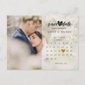 Carte Postale Faire-part Calendrier Gold Heart Photo Enregistrer la date (Devant)
