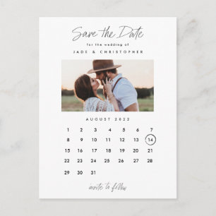 Carte Postale Faire-part Calendrier Minimaliste Photo Mariage Enregistrez l