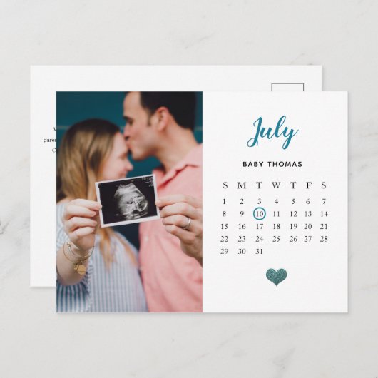 Carte Postale Faire-part calendrier photo de la parties scintillant cardiaq (Devant / Derrière)