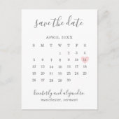 Carte Postale Faire-part Calendrier simple Pastel Pink Heart Enregistrer la (Devant)