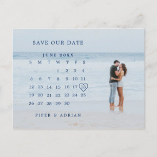 Carte Postale Faire-part Calendrier simple Photo Mariage Enregistrez la dat