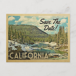 Carte Postale Faire-part Californie Sauvegarder La Date Montagnes Rivière N