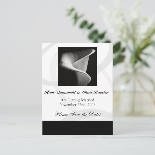 Carte Postale Faire-part CallaLily Enregistrer la date (Debout devant)