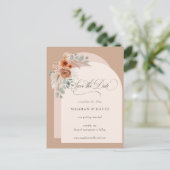 Carte Postale Faire-part Calligraphie Boho Terracotta Pampas Enregistrer la (Debout devant)