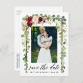 Carte Postale Faire-part Calligraphie Botanique Floral Enregistrer La Date  (Devant / Derrière)