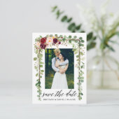 Carte Postale Faire-part Calligraphie Botanique Floral Enregistrer La Date  (Debout devant)