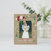 Carte Postale Faire-part Calligraphie Botanique Floral Enregistrer La Date  (Debout devant)