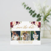 Carte Postale Faire-part Calligraphie Bourgogne Enregistrer La Date 3 Photo (Debout devant)