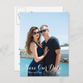 Carte Postale Faire-part Calligraphie de texte moderne ENREGISTREZ LA DATE  (Devant / Derrière)