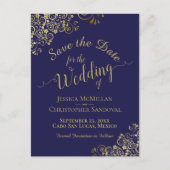 Carte Postale Faire-part Calligraphie d'or Mariage Enregistrer la date Mari (Devant)