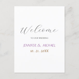 Carte Postale Faire-part Calligraphie Élégant Bienvenue Mariage