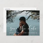 Carte Postale Faire-part Calligraphie élégante Enregistrer la photo de date (Devant / Derrière)