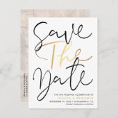 Carte Postale Faire-part Calligraphie Élégante Mariage photo Enregistrer la (Devant / Derrière)