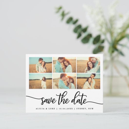 Carte Postale Faire-part Calligraphie Fantaisie Enregistrer la Date Photo C (Debout devant)