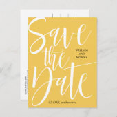 Carte Postale Faire-part Calligraphie Gras | Mariage moderne à la moutarde (Devant / Derrière)