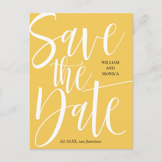 Carte Postale Faire-part Calligraphie Gras | Mariage moderne à la moutarde (Devant)
