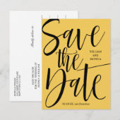 Carte Postale Faire-part Calligraphie Gras | Mariage moderne à la moutarde  (Devant / Derrière)