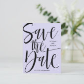 Carte Postale Faire-part Calligraphie Gras | Mariage moderne violet noir (Debout devant)